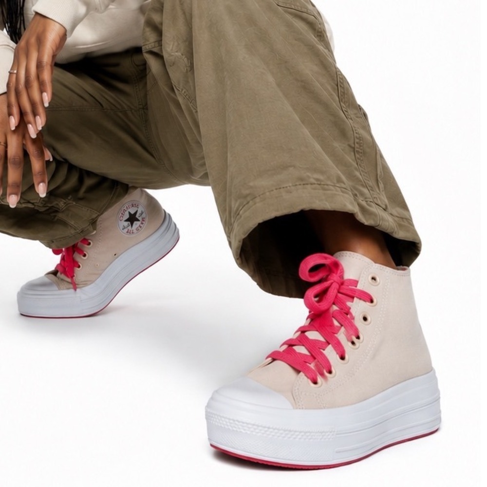 Converse Chuck Taylor All Star Move Platform High Top Taupe Pink 8.5 106-11